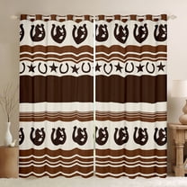 Homewish Western Horseshoe Black Out Curtains for Teens,Geometric Stripes Lines Curtains Pack of 2 (42x63 Each),Southwestern Theme Bedroom Curtains,Super Cozy Room Decor