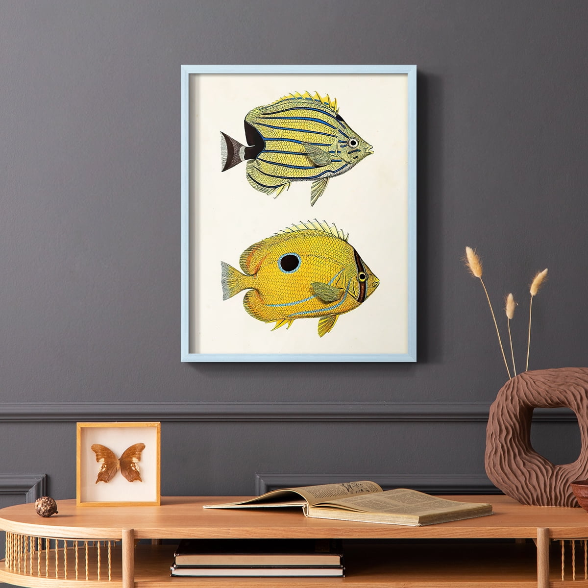 Yellow & Grey Fish III Framed Print - Solid Wood in Single Picture Frame Solid Wood 2 Framed Print