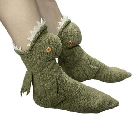 

Funny Animal Dinosaur Knit Socks for Women Men Winter Warm Eating Foot Stockings