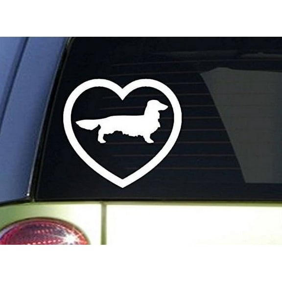 Longhaired Dachshund Heart Sitcker *I853* 6x6 inch decal