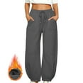 thumbnail image 2 of CFLVAEK Barrel Sweatpants for Women Loose Fit Wide Leg Baggy Lounge Sweatpant Casual Drawstring High Waisted Travel Pants with Pockets Dark Gray XL, 2 of 7