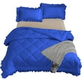 thumbnail image 5 of DNG Creations 5 Piece Ruffle Diamond Comforter All Season 550 GSM Oversized Queen Size - 800 Threads Count, 100% Egyptian Cotton Solid Royal Blue Colour, 5 of 6