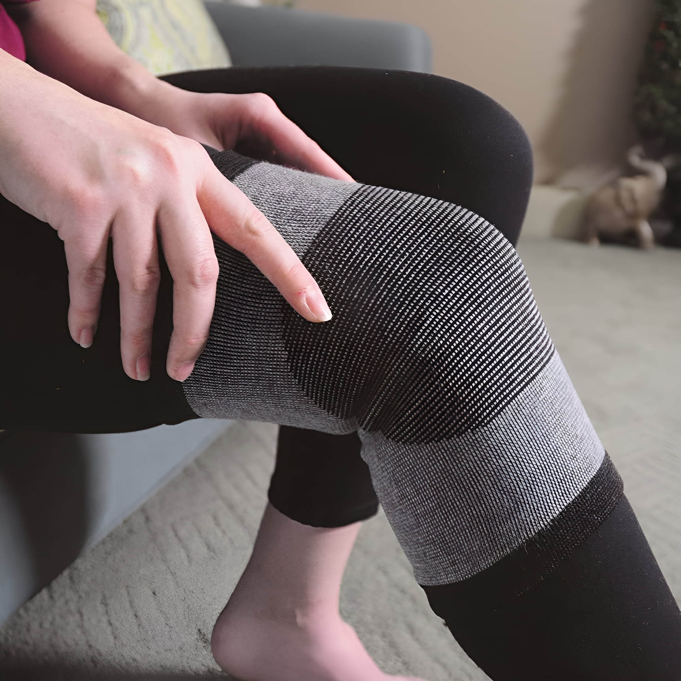 Fascia Per Ginocchio In Fibra Di Bambù – Compressione Media, Antiscivolo, Per Dolore Articolare, Sport E Recupero, Taglie S-XL - 5
