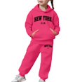 thumbnail image 3 of Kids NY Hoodie Jogger Set - Bold New York Lettering Two Piece, Comfy for School, Weekends & Family Vacations Hot Pink 110, 3 of 7