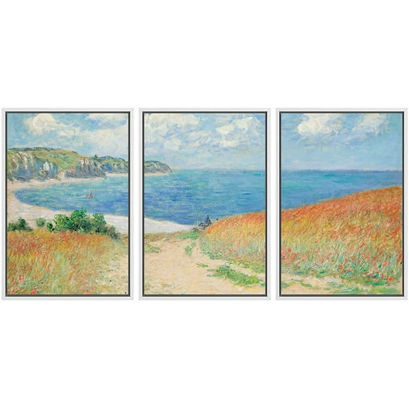 wall26 Framed Canvas Print Wall Art Set Path Through The Corn at Pourville by Claude Monet Cultural Historic Oil Painting Fine Art Reproduction for Living Room, Bedroom, Office - 16"x24"x3