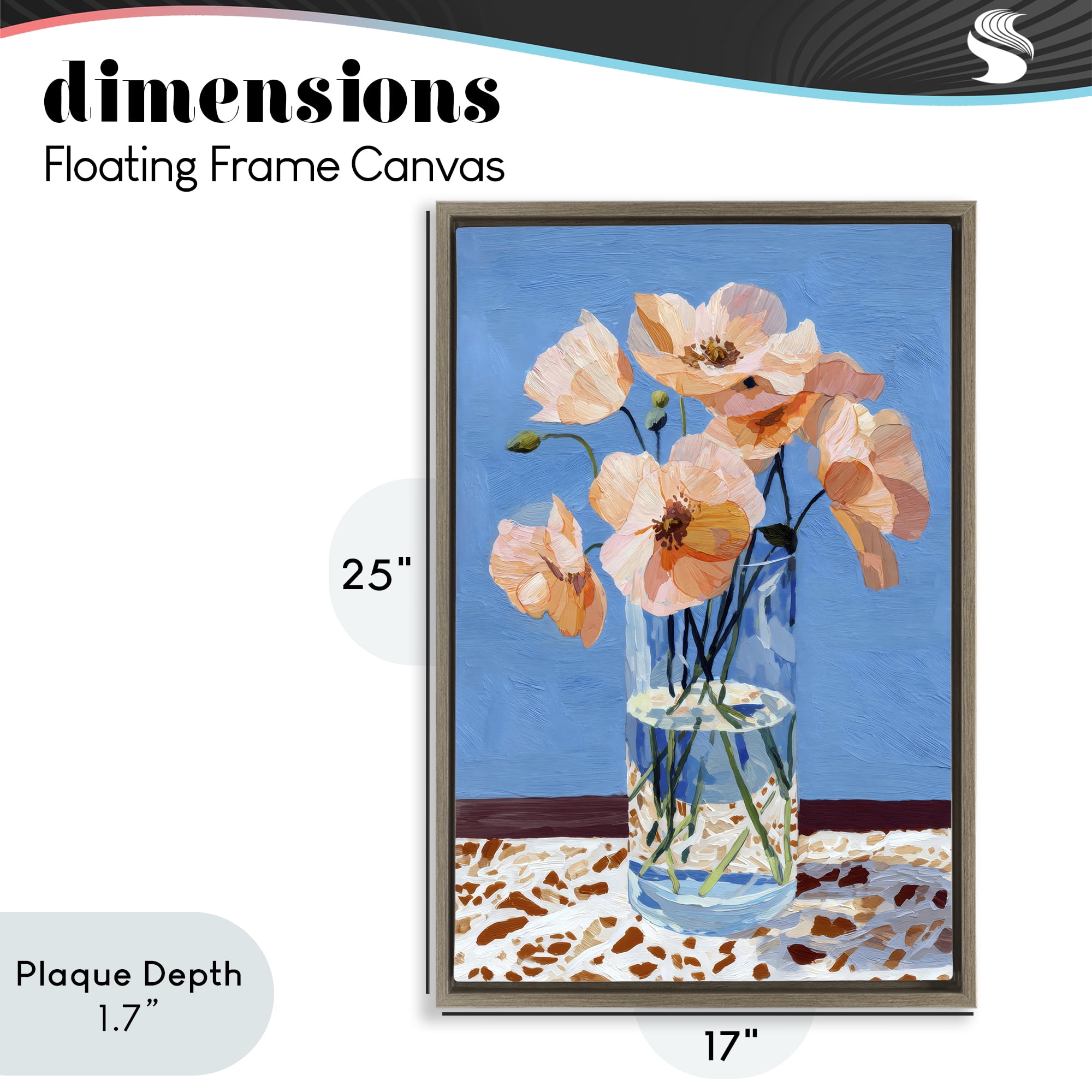 Stupell Industries Bright And Pink Poppies Brown Framed Floater Canvas Wall Art, design by Petal Prints Design