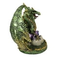 thumbnail image 5 of Metallic Green Gold Terra Mother Dragon Guarding 2 Wyrmlings In Eggs Figurine, 5 of 7