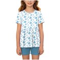 thumbnail image 1 of felwors Toddler Girls Summer Sleeveless Ruffle Top Elastic Shorts Set Kids Short Set 2-8 (Blue, 5-6 Years), 1 of 7