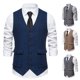 thumbnail image 3 of Chaleco de traje vintage para hombre con bolsillos tridimensionales y botonadura sencilla, 3 of 6