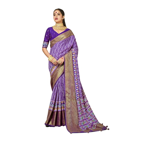 Traditional Ethnicwear Dark Pastel Purple Cotton Silk Printed Saree
