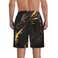 thumbnail image 3 of Yiaed Black And Gold Fire Dragon Print Men's Swim Trunks with Lining Quick Dry Sports Shorts Beach Shorts Boardshorts-Large, 3 of 5
