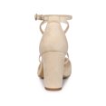 thumbnail image 2 of BLISSFUL STEP Women's Pointed Toe Cross Strap Block Heels Pumps Beige 10, 2 of 7