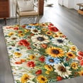thumbnail image 2 of 2.7'x5' Area Rugs, Spring Floral Indoor Outdoor Area Rug for Living Room Bedroom, Summer Sunflower Botanical Dasiy Washable Bathroom Rugs Kitchen Floor Carpet Mats Home Decor Aesthetic, 2 of 8