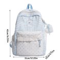 thumbnail image 2 of Women Cute Plaid Lace Trim Backpack, 16.53In X 12.20In X 4.72In Bookbag, Polka‑Dot Outer Pockets For Travel & Daily Errands (Blue), 2 of 5
