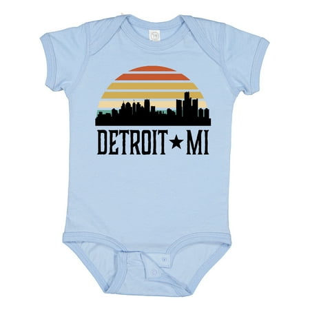 

Inktastic Detroit Michigan Skyline Retro Gift Baby Boy or Baby Girl Bodysuit