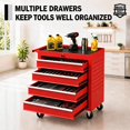 thumbnail image 4 of TacleeKii Rolling Tool Chest with Wheels, 4 Drawer Tool Storage Cabinet with Lock & Hooks, Red, 4 of 8