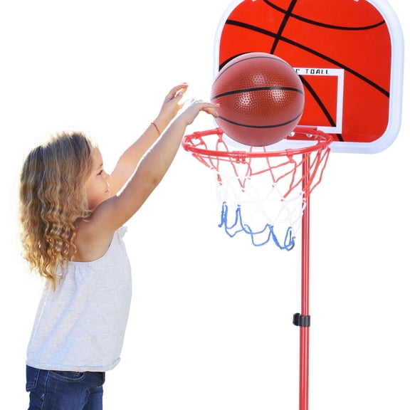 WALFRONT Portable Basketball Hoop System, Adjustable Basketball System, Children Basketball System, Height Adjustable Basketball Stand System Hoop Backboard Net Kit for Children Indoor/Outdoor