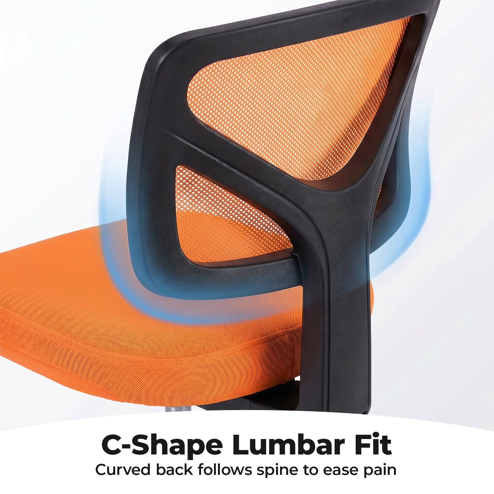 Alvantor Low-Back Mesh Office Chair with Lumbar Support, Armless Swivel Rolling Chair