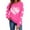 Hot Pink, variant on OWUUcdse Women's Graphic Sweatshirts, Crewneck Long Sleeve Valentine's Day Party Tops for Women Hot Pink Size L
