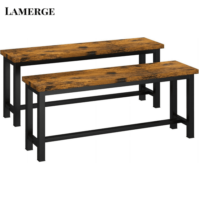 Lamerge Dining Table Chair Bench 2-Piece Set, Bench, 39-Inch, Stackable, for Dining Room Kitchen Conference Room,Brown