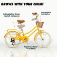 thumbnail image 6 of Glerc Missy 20" Girl Cruiser Kids Bike Shimano 6-Speed Teen Hybrid City Bicycle for Youth Ages 6 7 8 9 10 11 12 Years Old with Wicker Basket & Rack, Yellow, 6 of 11