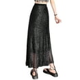 thumbnail image 6 of Lamuusaa Women's Summer Midi Skirt Slim A-line Skirt High Waist Elastic Band Sequins Skirt, 6 of 8