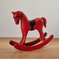 thumbnail image 2 of Handmade Vintage Old Collectible Statue Wooden Rocking Horse Figurines Decorative Ornaments Craft Sculpture for Office & Home Room Desktop Christmas Birthday New Year Gift, 2 of 5