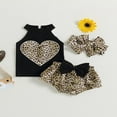 thumbnail image 2 of CNKOO Baby Girls Summer Outfit Leopard Print Heart Sleeveless Rib Knit Tank Tops Bow Ruffles Shorts Headband 3Pcs Clothes Set 6-9 Months, 2 of 8