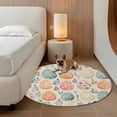 thumbnail image 3 of Round Area Rug 3ft, Easter Watercolor Egg Retro Linen Non-Shedding Washable Area Rug, Spring Gradient Leaves Non Slip Low-Profile Circle Rugs for Living Room, Bedroom Dining Room, 3 of 9