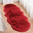 thumbnail image 4 of 55in Ultra Soft Fluffy Shaggy Area Rug Faux Fur Rug Chair Cover Seat Pad Fuzzy Area Rug for Bedroom Floor Sofa Living Room, Red, 4 of 8