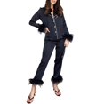 thumbnail image 2 of DuoJiaJ Women Long Tops Long Set 2 Sleeve Piece Sleepwear Camis Pants Women Suits Sets Plus Size Satin Pajamas Women Black, 2 of 5