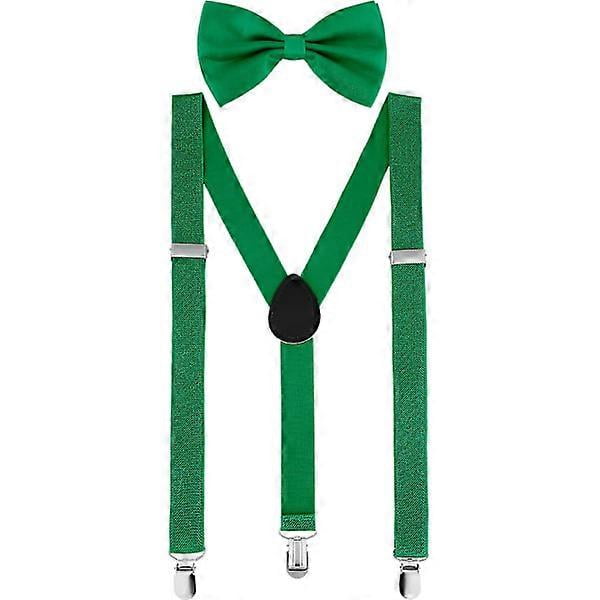 Suspenders Bow Tie Set Clip On Y-shape Adjustable Suspenders, 80s Suspenders Shoulder Straps For St Patrick's Day Cosplay