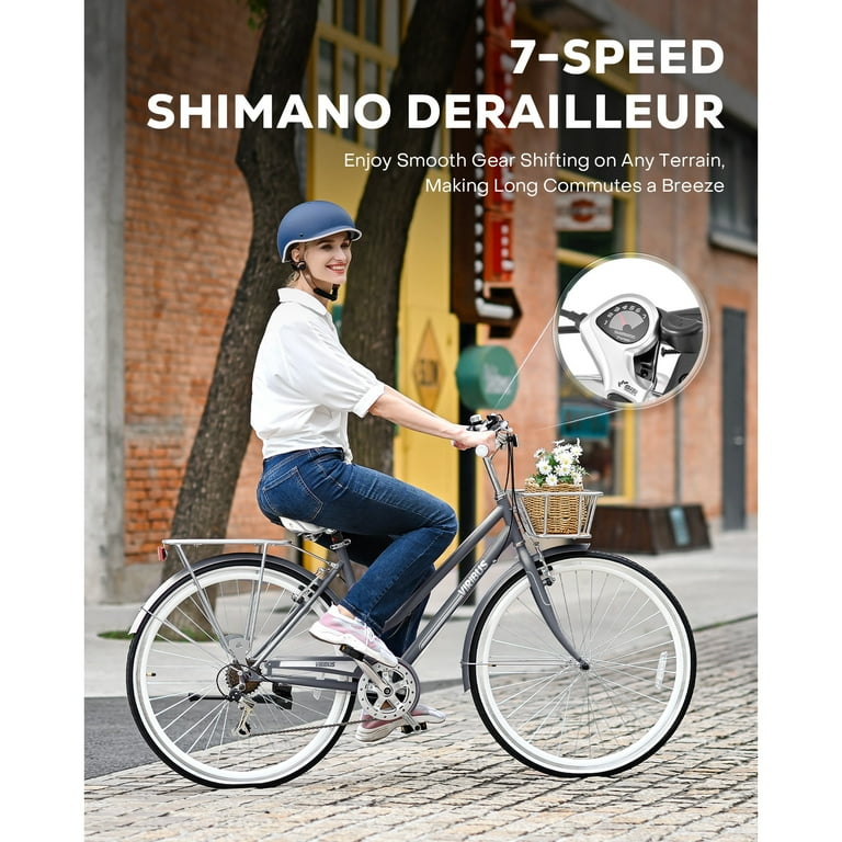 Hybrid Bike, 700c City Commute Cruiser Bike with 7 Speed