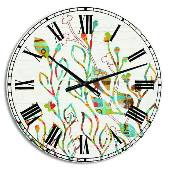 Designart Oversized Multicolor Analog Round Farmhouse Modern Wall Clocks, CLM31107-C23