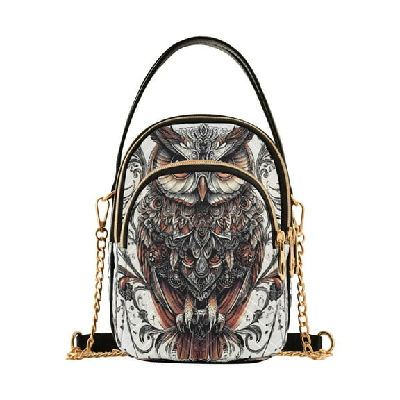 ALAZA Chain Crossbody Bags for Women Mandala Cool Owl Shoulder Handbag Phone Purse