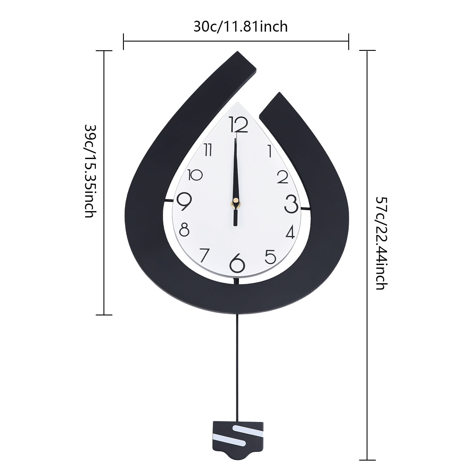 DENEST Modern Silent Wall Clock with Pendulum for Stylish Living Room Decor