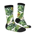 thumbnail image 2 of Goofa Watercolor Green Tropical Printed Men's Crew Socks, Soft Durable Breathable Moisture-Wicking with Odor Control Cotton socks, 2 of 9