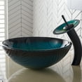 thumbnail image 2 of KRAUS Nature Series Green Glass Bathroom Vessel Sink and Waterfall Faucet Combo Set with Matching Disk and Pop-Up Drain, Oil Rubbed Bronze Finish, 2 of 8