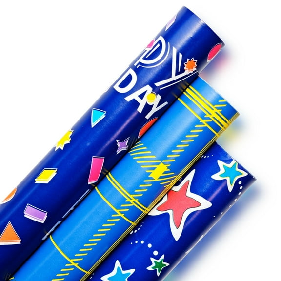 Jestar Colorful Wrapping Paper, Gift Wrap for Birthday, 3 Rolls - 17 x 120 Inch Per Roll