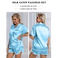 thumbnail image 4 of DAKIMOE Womens Silk Satin Pajamas Short Sleeve Loungewear Two-Piece Sleepwear Button-Down Pj Set, 4 of 6