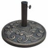 DC America 18" Round Cast Stone Umbrella Base with LA Fleur Pattern, Bronze