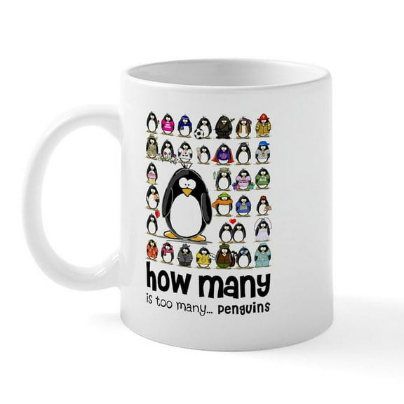 CafePress - Too Many Penguins Mug - 11 oz Ceramic Mug - Novelty Coffee Tea Cup