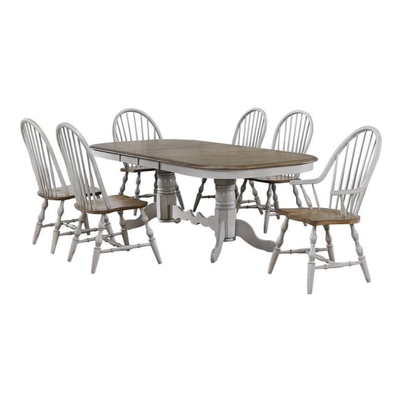 Sunset Trading Country Grove 7-Piece 96" Oval Extendable Wood Dining Set in Gray