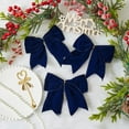 thumbnail image 3 of 15 Pcs Velvet Bows for Christmas Tree - 6 Inch Vintage Velvet Ribbon Christmas Bows for Gift Wrapping Xmas Tree Topper Bow Ornaments for Garland Wreath Bows Decor (Blue), 3 of 12
