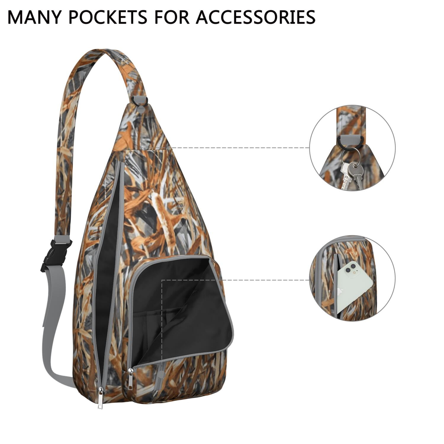 Tactical Camo Chest Bag - Military-Grade Hunting Camouflage Sling Pack, Durable Water-resistant Fanny Pack for Army & Outdoor Use (Woodland/Desert/Jungle Patterns)"