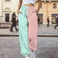 thumbnail image 2 of Prolriy Sweatpants Women Jogging Pants for Women Fashion Women's Loose Breathable Colorblocking Casual Pants Side Pockets Leg Opening Drawstring Seasonal Casual Pants Women's Pants Mint Green XL, 2 of 4