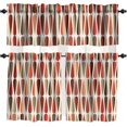 thumbnail image 1 of Mid Century Window Valance,Drop Shapes Abstract Triangular Retro Printed Pattern Curtain Valance for Kitchen Bedroom Bathroom 54''''x18''''+27''''x36''''x2（3 Piece）, Style-4, 1 of 5