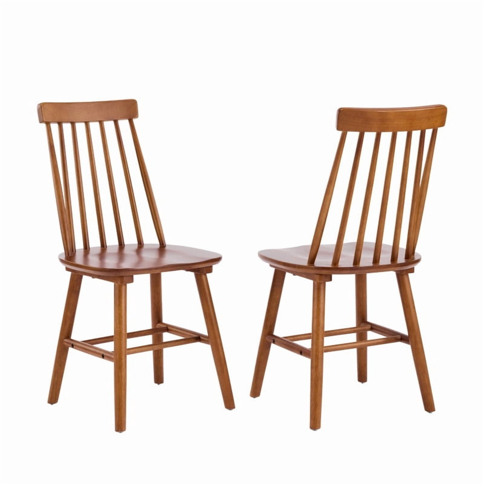 Solid Wood Dining Chairs Set of 2, Ergonomic Windsor Backrest Mid-Century Modern Armless Kitchen Side Chairs