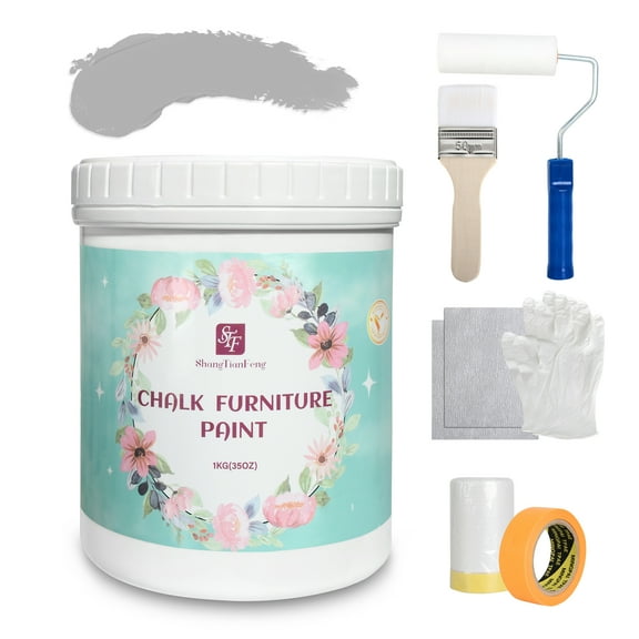 8OZ Chalk Paint Furniture Kit, Cabinet Paint, Glacier Grey Easy to Apply Kitchen Paint for Furniture, All-in-One, Odorless, Matte, No Wax Needed, Multiple Specifications