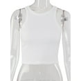thumbnail image 4 of Faithtur Débardeur Femme Décontracté Couleur Unie Col Rond Sans Manches Crop Top, 4 of 8